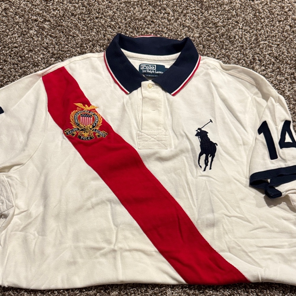 Polo by Ralph Lauren White and Red Men's Polo Shirt